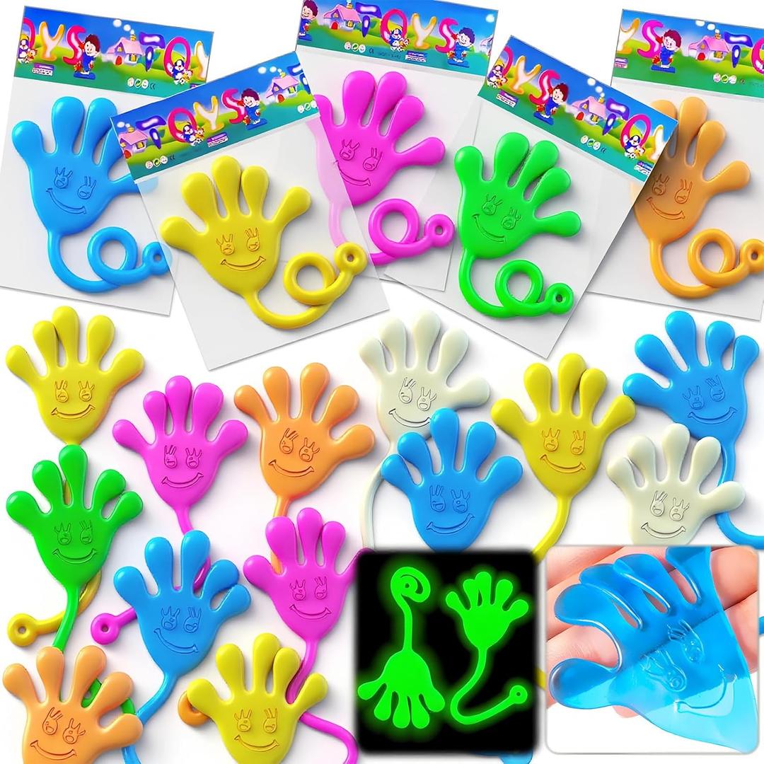 28Pack Glow In Dark Sticky Hands Toys Easter Egg Basket Fillers For Kids Easter Party Favors Classroom Exchange Gifts School Supplies Prizes Goodie Bag Stuffers Stretchy Bulk Toys