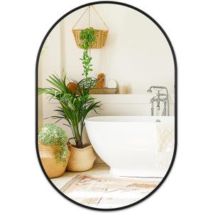 Fabuday Black Oval Bathroom Mirror for Wall - 24x36 Metal Framed Vanity Mirror for Over Sink, Big Matte Oval Mirrors for Living Room, Bedroom, Hallway, Entryway Decor, Horizontally/Vertically