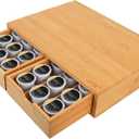 HTB K Cup Holder Compatible with K Cups,Coffee Pod Holder Holds Up 30 Cups,K Cup Organizer Storage Drawer (2. Bamboo- Heavier: Kcup etc.)