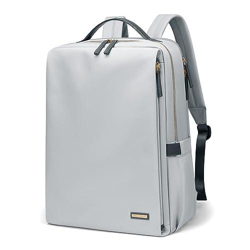 GOLF SUPAGS Stylish Laptop Backpack for Women Airline Approved Perfect for Work College and Travel Multi-Functional Casual Daypack Fits 15.6 Inch Notebook (Pale Grey)