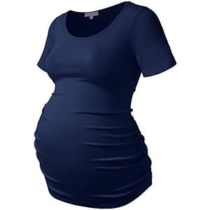 Bhome Maternity Shirt Short Sleeve Tshirt Summer Layering Pregnancy Tee M