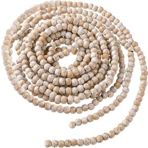 16 Feet Christmas Wood Bead Garland Wooden Bead Garland for Christmas Tree Holiday Decoration (Retro White)