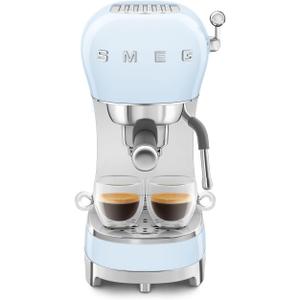 Smeg Manual Espresso Machine with Steam Wand, 15 Bars of Pressure, Stainless Steel Porta Filter, Passive Cup Warmer, User Friendly Controls, and Measuring Scoop Tamper Made in Italy (Pastel Blue) (13")