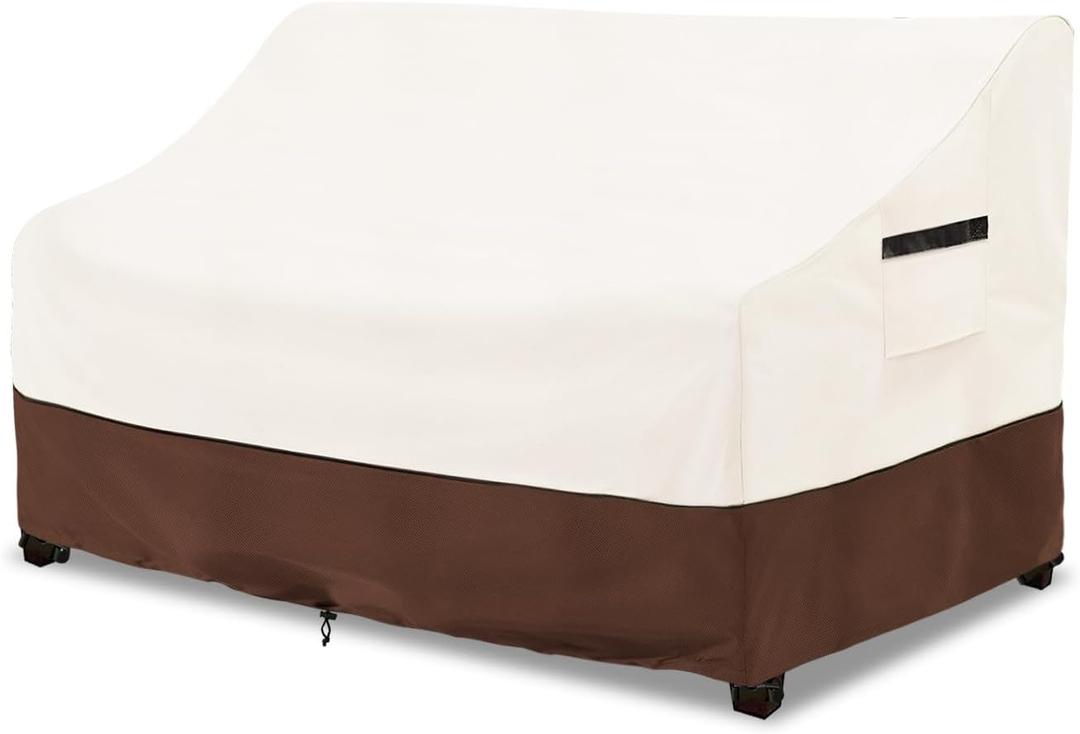 Outdoor Couch Cover,100% Waterproof 3-Seater Outdoor Loveseat/Bench Cover,Patio Furniture Covers,78" Wx 38" Dx 35" H,Beige&Brown