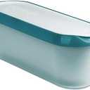 Tovolo Glide-A-Scoop Reusable Ice Cream Tub, Marine Blue – Airtight BPA-Free Ice Cream Container for Homemade Ice Cream, Compact Freezer Storage, Dishwasher Safe (1.5 Quart)