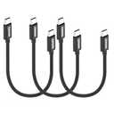 COSOOS 3-Pack Short USB C to USB-C Cables (10in/26cm) Nylon Braided 60W Fast Charging Syncing Type C Cable Cord for iPhone 15 Pro Max, Samsung Galaxy S23, Z, iPad Pro, PD C Charger