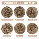 SARLA 2PCS Messy Hair Bun Hair Pieces Wavy Curly Synthetic Updo Fake Scrunchies Ponytail Extension for Women Bernstein Multi