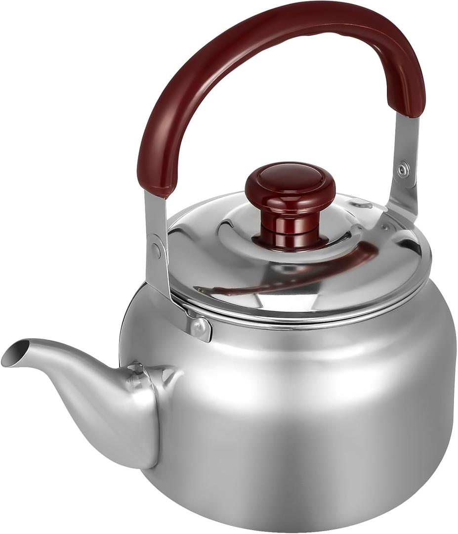 Luxshiny Stainless Steel Kettle: 1000ML Stovetop Tea and Coffee Pot for Home Camping and Travel - Ergonomic Handle for Safe Pouring