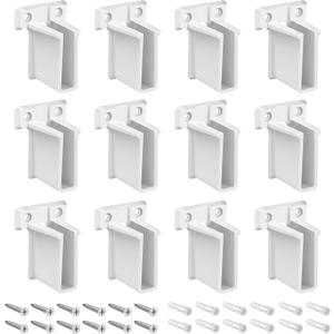 Dreyoo 12 Pack Wire Shelf End Bracket, White Plastic Closet Shelves Brackets, Wall Mount Brackets for Shelves Closet, Screws Included