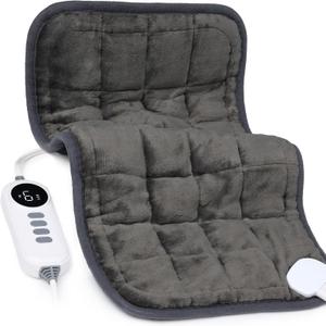 Heating Pad, Weighted Vibrating Massage Heating Pad with Heat Therapy - 6 Massage Modes & 3 Adjustable Heat Settings for Back/Shoulder Pain Relief, 12 x 24, Black