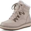 WHITE MOUNTAIN Women's Shoes Tamasha Lace-Up Hiker Bootie (7.5, Ice/Fabric)