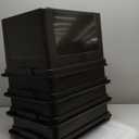 IRIS USA File Box, Plastic File Organizer with Lids for Letter/Legal File, Portable Document Box For Moving, Storage Bin with Durable and Secure Lid, Stackable Nestable BPA-Free, Black 35 Qt. 4 Pack