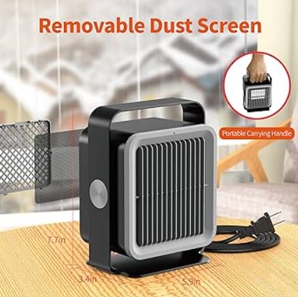 Space Heater, 900W Portable Electric Space Heater, Multiple Safety Quiet Mini Heater, 2 Modes PTC Ceramic Fast Safety Heating Heater for Office Bedroom Home Desktop