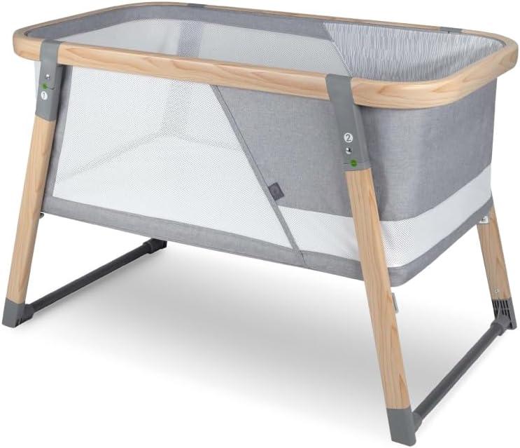 Boppy Portable Baby Bassinet - Lightweight, Low, Fold-Flat Travel Bassinet with Mesh Sides, Anti-Tilt, 2 Custom Fitted Mattress Covers & No Assembly - Gray Pickup Sticks, 1 count