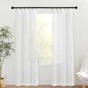 NICETOWN 2 Panels Bathroom Door Curtains for Windows, Privacy Added Light Filtering French Sheer Shade for Living Room Bedroom, Door Blinds for Narrow Window, Ivory White, 26" W x 72" L