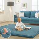 Baby Play Mat 1.2" Thick Memory Foam Nursery Rug Area Rug Playmat Crawling for Baby,Toddlers, Infants, Kids,Floor Tatami Mat for Living Room with Non-Slip(Green) (6'7"x6'7", Indigo)