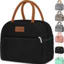 Coobiiya Lunch Box Lunch Bag for Women Men,Reusable Cute Lunch Pail bag,Leakproof,Insulated LunchBox Tote Compact 10L, Cooler Lunch Container for Work Travel Office (Black)