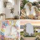 Arch Backdrop Stand with Cover Set, 7.2FT,6FT Gold Metal Wedding Arch for Ceremony, Heavy Duty Balloon Arch Stand with White Spandex Cover for Birthday Party, Baby Shower, Graduation