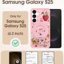 Uppuppy for Samsung Galaxy S25 Case - Compatible with MagSafe for Women Girls Bulit-in 360 Rotatable Magnetic Ring Holder Kickstand Cute Aesthetic Pink Strawberry Design for Samsung S25
