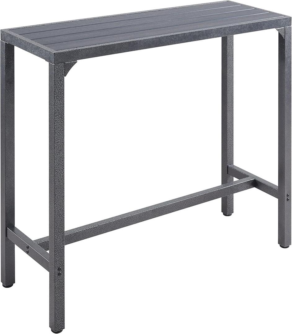 TMEE Outdoor Bar Table Patio High Pub Table 55L Counter Height Table with Waterproof Top and Sturdy Metal Frame for Hot Tub/Poolside/Garden/Balcony/Hallway/Bistro, Rectangle, Black