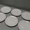 BTaT- White Dessert Plates with Gold Rim, Set of 6, 8" Round, Porcelain, Elegant Style, Dinner Plates