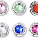 6 PCS Handbag Hooks for Tables,Portable Hook,for Purse Bag Hanger Portable Handbag Folding Hanger Holder Hook for Hanging Crystal Alloy Magic Hooks for Women Girl (6 Colors)