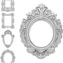 uxcell 10 Pcs Vintage Resin Picture Frames, Mini Picture Frames Oval Rectangle Wall Hanging Frames Display Frame Photo Holder for Home Wall Jewelry Display Hotel Decor, Silver