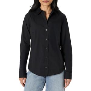Amazon Essentials Women's Slim-Fit Stretch Poplin Button-Up Dress Shirt, Large