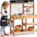 ROBOTIME Mud Kitchen for Kids Outdoor – Wooden Outdoor Mud Kitchen with Sink & Storage – Outdoor Pretend Kitchen Toy for Boys and Girls Ages 3+