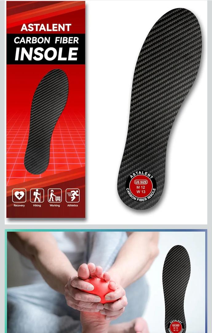 Carbon Fiber Insole 1 Pc, Rigid Thin Foot Plate Shoe Insert for Men Women, Support Turf Toe, Foot Fractures, Morton's Toe, Morton Extension, Hallux Rigidus and Limitus - Alternative to Post Op Shoe