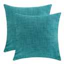 The White Petals Teal Throw Pillow Cover - (16x16 inch) | Decorative, Washable Cushion Covers for Couch, Sofa, Bedroom, Living Room - Pack of 2