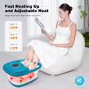 KNQZE Collapsible Foot Spa with Heat, Remote Control, Temperature Control, Bubbles, Pumice Stone, Red Light, Timer, 16 Massage Roller Pedicure Foot Bath Tub Foot Soaker for Relaxation & Stress Relief