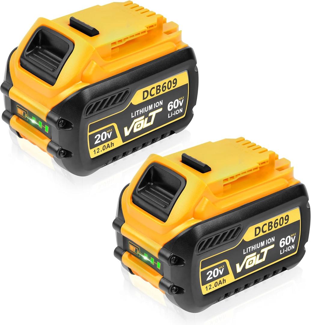 2 Pack 12.0Ah Replacement for DeWalt FlexVolt 20V/60V Max Battery  Compatible with DCB606, DCB609, DCB612, DCB200, DCB205, DCB206 Cordless Power Tools