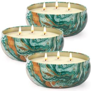 Citronella Candles Outdoor  3 Pack x 14oz, Large 3-Wick Soy Wax Tin Candles for Home Patio up to 270 Hours Burning, Lemograss Candle Bulk for Outside Garden Yard Balcony, Summer Camping Huge Candle