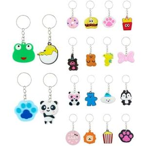 GADMEXILY 100pcs Cartoon Keychain for Kids Party Favors, Mini Cute Keyring for Classroom Prizes, Birthday Christmas Party Favors Gift, Goodie Bag Stuffers Supplies, 20 Colors