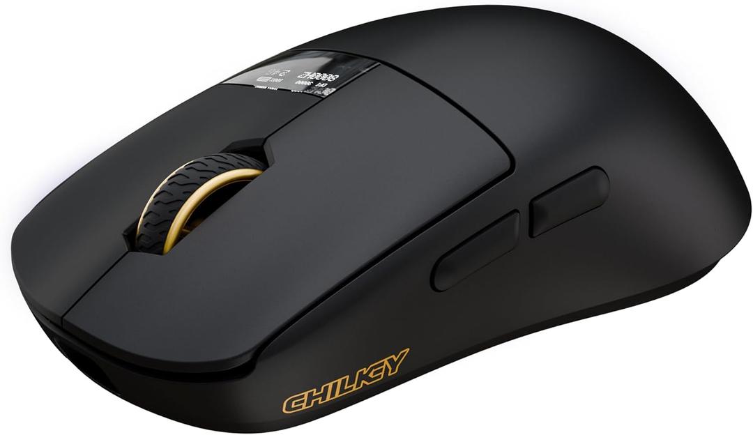 Chilkey Wireless Mouse, Glacier LW 8K L Gaming Mouse with LCD Screen, 8K Polling Rate, 30000 DPI Optical Tracking, 750 IPS, Bluetooth/2.4GHz/USB-C, 47g Ultra-Lightweight, 100 Million Clicks
