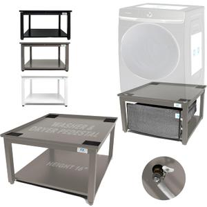 Pedestal for Washer and Dryer - 16" Grey Platform with Drain Pan and Hose - Fits 29" LG/Samsung Models - Adjustable Feet Holds 800 lbs - Easy Setup - Ideal Stand/Riser Solution (Gray)