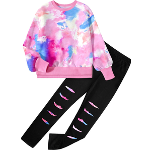 Girls Clothes, Girls Outfits Tie Dye Sweatshirt Tops and Leggings Sweatpants 2 Piece Fall Winter Clothes Set , 6-14T 7-8Y