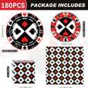 180PCS Casino Party Supplies Serve 60, Poker Party Paper Plates and Napkins Kit for Casino Night Poker Club Birthday Party Decorations, Includes Dinner Plates, Dessert Plates, Napkins