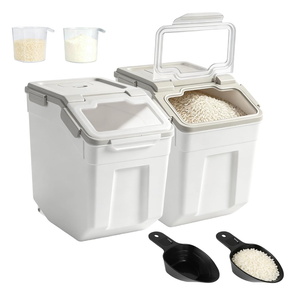Saim 2 Pack 50lb Flour & Rice Storage Container, Rice Bucket (Grey)
