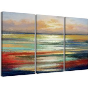 Abstract Wall Art Ocean View -Living Room Abstract Landscape Canvas Art 3 Piece Picture Canvas Print office Wall Art Modern Artwork for Living Room Kitchen Home Wall Decor