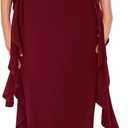 PRETTYGARDEN Women's 2026 Summer Wedding Guest Dress Sleeveless Ruffle Formal Cocktail Party Maxi Bodycon Dresses (Medium, Wine Red)