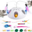 Cat Toys, Interactive Cat Toy for Indoor Cats, Automatic Interactive Kitten Toy, Fluttering Feather, Track Balls, Rotating Track Feather Enrichment Kitty Toys for Multi-cat Family (White)