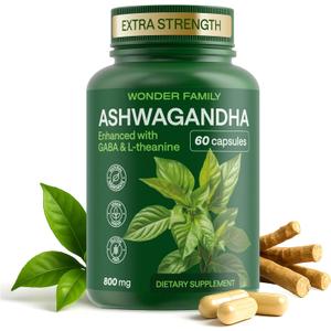 Ashwagandha Complex 800mg with GABA, L-Theanine & B6  Adaptogenic Support for Calm, Focus & Mood  60 Capsules  Stronger Than 600mg - Non-GMO, Gluten-Free (60 Count (Pack of 1))