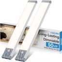 HIBOITEC Under Cabinet Lighting Rechargeable 50 LED Closet Lights Battery Operated Dimmable Motion Sensor Light Indoor, Wireless Light for Kitchen, Wardrobe, Drawer, 2 Pack, Warm White Light, 10 inch (Short)