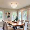 Gold Flush Mount Ceiling Light Fixture, 17.7" Modern Coastal Capiz Shell Chandelier Light for Bedroom Dining Room Living Room Bathroom Kitchen, Dimmable Small Closet Lighting for Low Ceiling