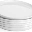 Sweese 10 Inch Porcelain Dinner Plates, White, Set of 6 - Microwave, Oven, Dishwasher Safe, Scratch-Resistant
