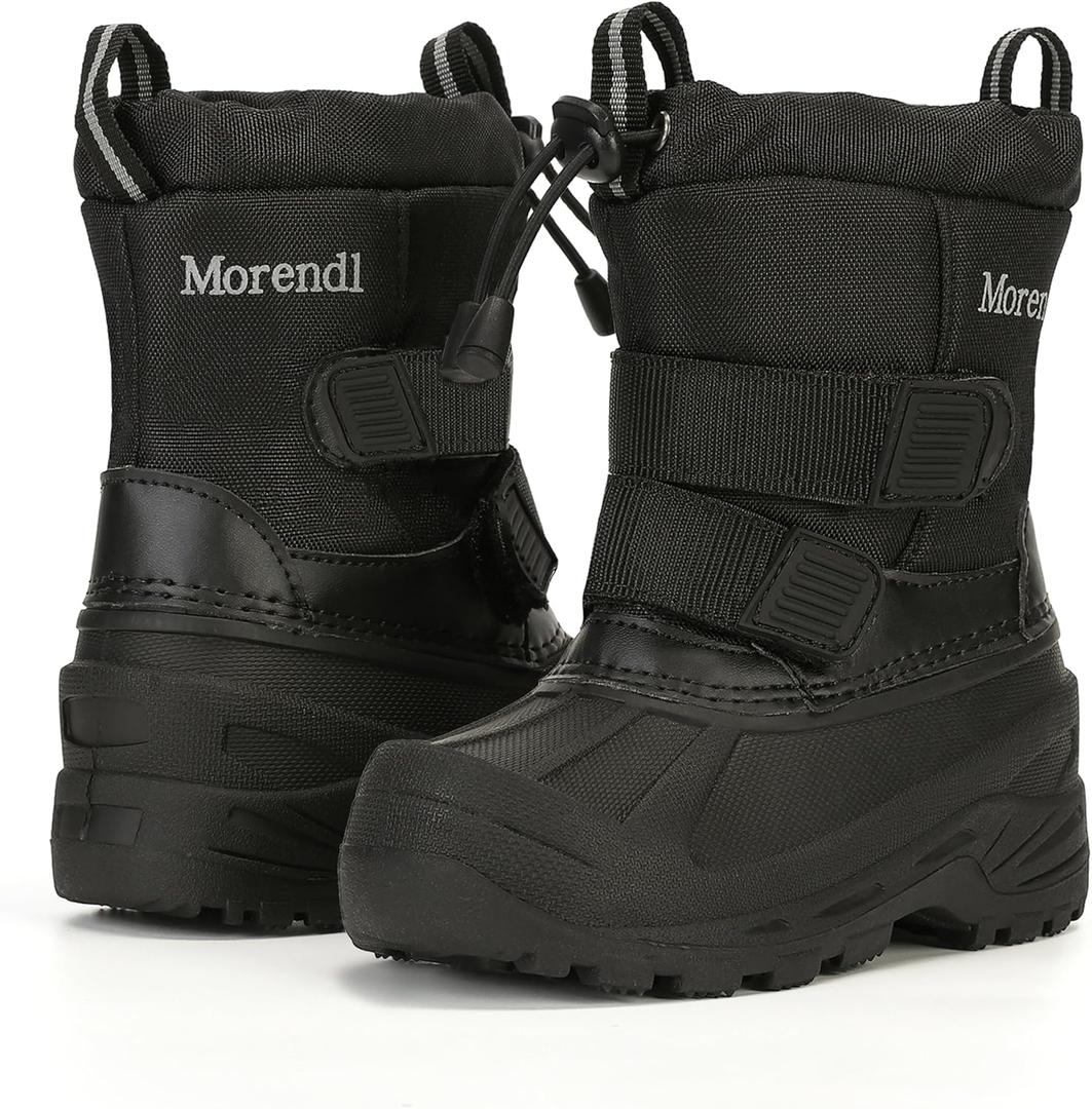 MORENDL Toddler Winter Snow Boots Waterproof Insulated Faux Fur Boys Girls Hiking Boots (Toddler/Little Kid) (Black 04)