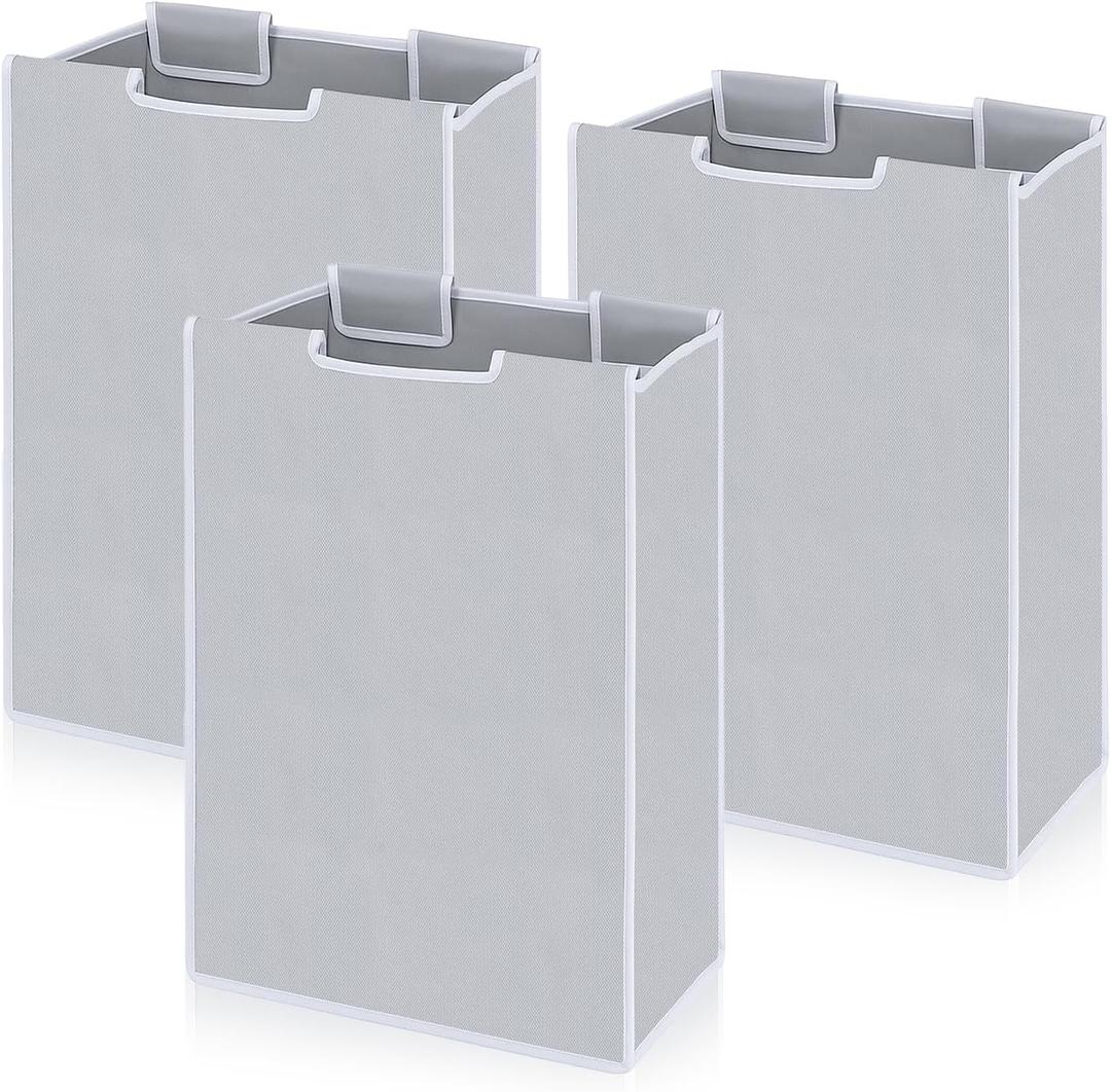 3 Pcs Large Laundry Sorter Replacement Bags, Hamper Cart Removable Replacement Laundry Storage Organizer Bag Hamper Liner for Dirty Clothing, Gray 15" x 8.7" x 22.4"