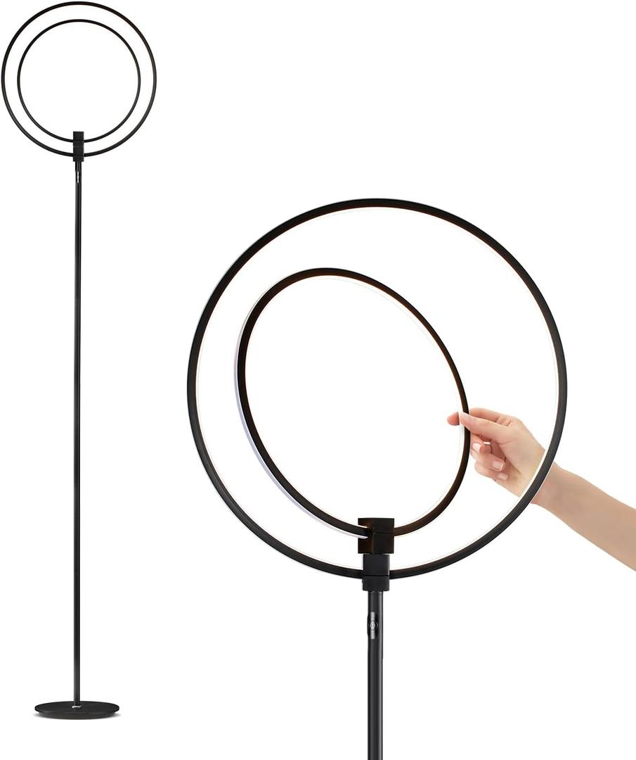 Brightech Eclipse Dimmable LED Floor Lamp, Modern Torchiere Floor Lamp for Living Rooms & Offices  Super Bright Tall Lamp with Dimmable Options for Reading, Standing Lamp Living Room Dcor - Black
